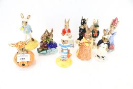 Ten Royal Doulton Bunnykins figures. Including 'Halloween' DB 132, etc. Max.