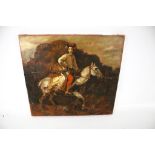 Oil painting of a young man on horseback.