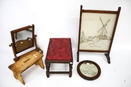 A group of assorted vintage furniture.