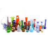 A collection of 20th century coloured glassware.