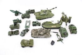 A collection of assorted Dinky, Corgi and Lesney military diecast vehicles.