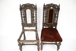Pair of Victorian carved back chairs.