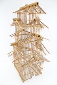 A vintage bamboo pagoda bird cage.
