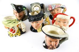 Six Royal Doulton character jugs.