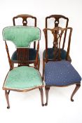 Four Victorian and later mahogany framed chairs.
