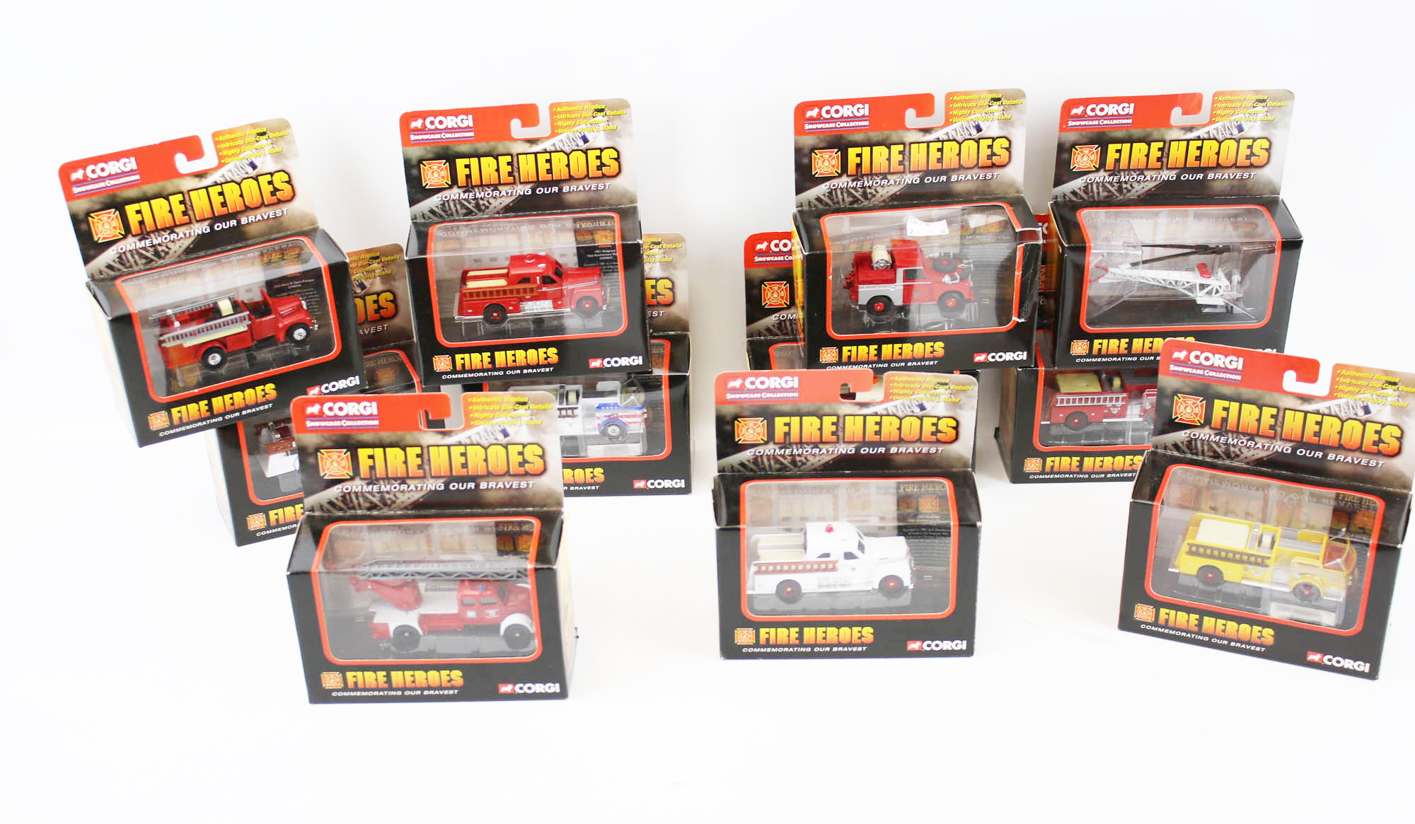 Eleven Corgi 'Fire Heroes' diecast models.