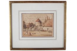William Silk, circa 1824, watercolour, 'Farm yard of the Chateau de Lamballe'.