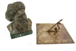 A 20th century Russian bust and Victorian sundial.
