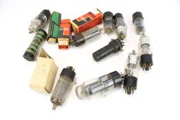 An assortment of vacuum tube radio valves. Including Brimar 6AM5 boxed and 6K7 G, etc. Max.