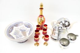 An assortment of 20th century and later ceramic, glass and metalware.