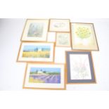 An assortment of framed pictures. Including Hella Blume, signed print 'Mother duck with ducklings'.