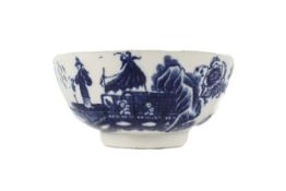 An 18th century Caughley blue and white bowl in fisherman and cormorant pattern. 7.4 cm H x 15.