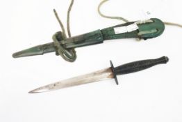 Military : A 1960s/70s Nowell & Sons Fairbairn Sykes commando knife and scabbard.
