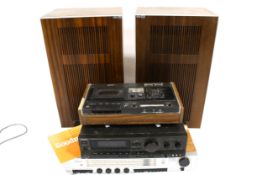 A vintage Goodmans One Ten hi-fi music centre and speakers.