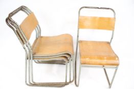 Vintage Industrial: Four Pel Cox designed 'PEL' mid-century industrial stacking tubular steel and