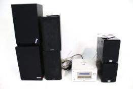 A Roberts DAB/CD Sound System MP-16 with speakers.