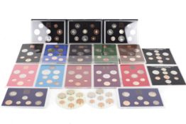 Fifteen proof sets of coins.