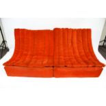 Vintage Retro : Habitat, Sylvester Scoop chairs, two modular orange corduroy sofas.