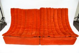 Vintage Retro : Habitat, Sylvester Scoop chairs, two modular orange corduroy sofas.