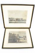 Two vintage coloured illustrations of Wells, Somerset.