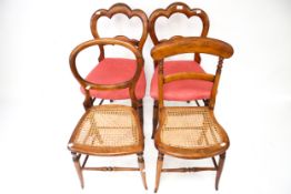 Four Victorian and later mahogany framed chairs.