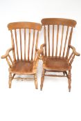 Two good contemporary pine Windsor chairs.