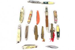 Fifteen assorted novelty souvenir penknives.