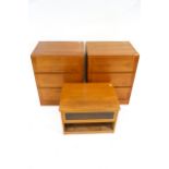 Vintage Retro : A pair of Danish teak chests of drawers and a small cabinet.