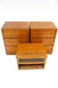 Vintage Retro : A pair of Danish teak chests of drawers and a small cabinet.