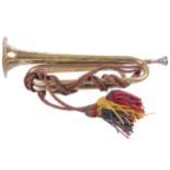 West Indian World War II brass bugle with tassels.