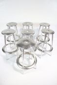 A set of seven Allermuir, Amos Marchant & Lyndon Anderson by Blue aluminium bar stools. Dated 1995.
