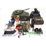 A collection of assorted Hasbro Action Man figures and accessories. Including a tank, jeep, etc.