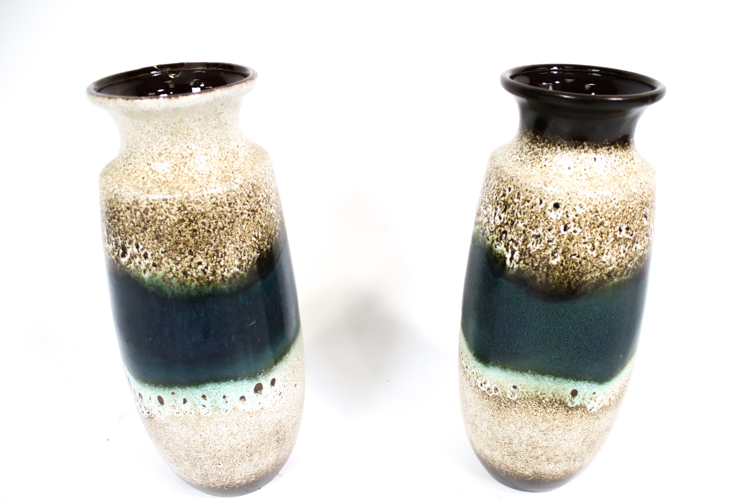 Two West German mid-century ceramic 'lava' vases.