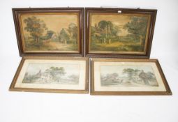 Four 19th century landscape prints. Depicting driving cattle, driving sheep, etc, 32.