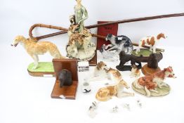 A collection of assorted Borzoi hound related items. Including ceramic figures, etc. Max.