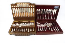 Three canteens of silverplated Dubarry pattern flatware.