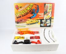 A Scalextric The Amazing Spiderman web racer set. Appears complete, boxed.