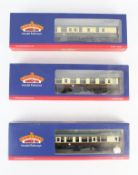 Three Bachmann OO gauge British Railways coaches.