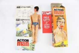 A vintage Palitoy Action Man Basic Figure. With grip hands and eagle eyes.
