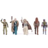A collection of five Star Wars action figures.