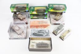 A collection of diecast model tanks.