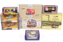 Eight Corgi diecast vehicles.