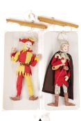 Two boxed 'Little Folk' traditional marionette puppets. Including 'Will Scarlet' and 'Jester'.