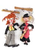 Two vintage Pelham Puppets, boxed. Including 'Witch' and 'Bimbo' the clown.