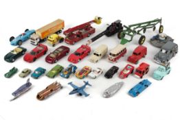 An assortment of diecast and toy vehicles.
