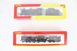 Two Hornby OO gauge steam locomotives and tenders. Including a R2937 'County of Cornwall'