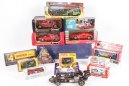 Fifteen diecast model cars. Including Corgi, Burago and Matchbox, etc.