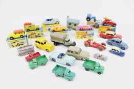 A collection of Matchbox and Dinky diecast vehicles.