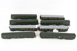 Eight OO gauge Lima model railway coaches.