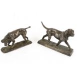 Two pewter figures of dogs. A labrador retriever and an English pointer, max.